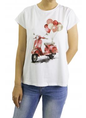 t shirt con vespa e palloncini 
